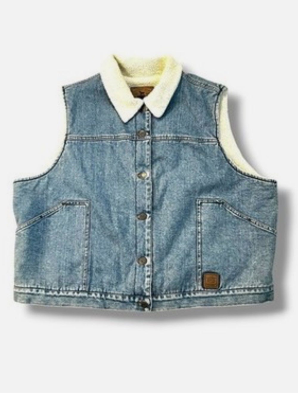 Vintage Ralph Lauren Denim Vest Unisex Sherpa collar/lining Western Cowboy 80s